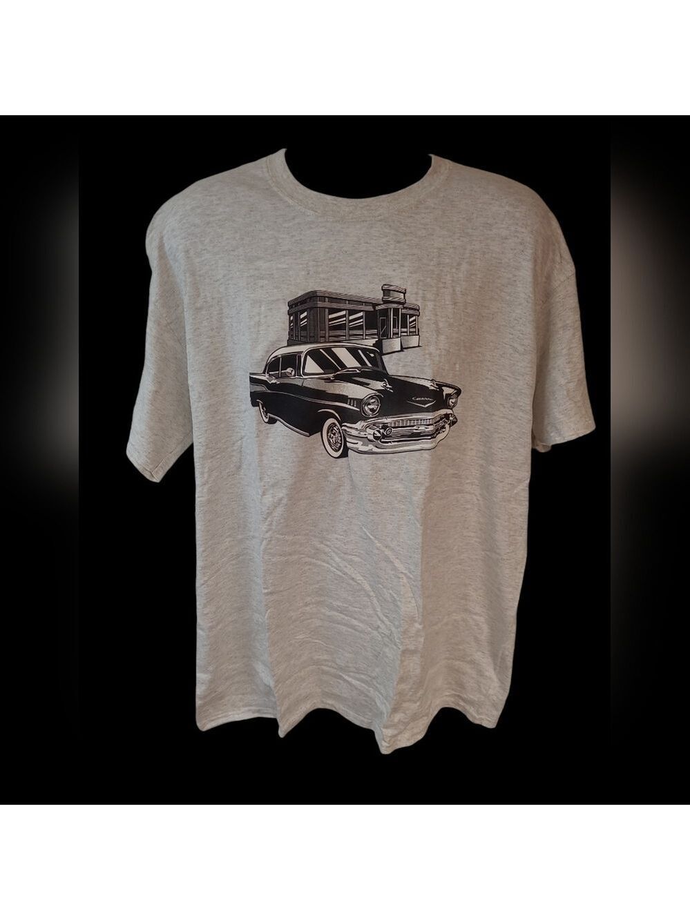 57 Chevy Car In Front Of Diner Mens T-shirt Size 2XL